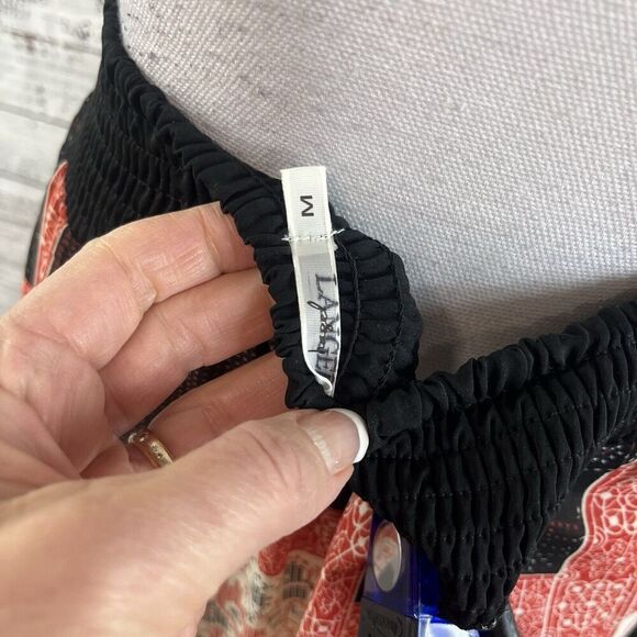 Langer Skirt sz Medium Dark Red Black Tiered Boho Lace Long Maxi Peasant Modest - Picture 14 of 14